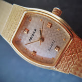 Vintage Women's Advance Textured Gold Plated Quartz Watch