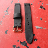 Black on Black Handmade Leather Watch Strap 18mm