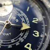 Macro Shot on Vintage Mens Chronograph Cimier Watch with Brown Handmade Strap