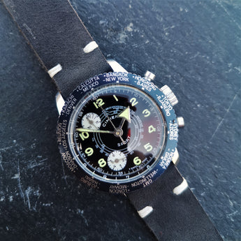 Vintage 1960's Cimier Reverse Panda Chronograph Mens Watch