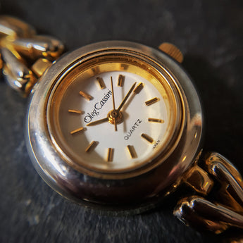Vintage Women's Oleg Cassini Chrome And Gold Plated Quartz Watch