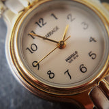 Vintage Women's Carriage Brushed Chrome And Gold Plated Quartz Watch // Indiglo Function // With Watch Extender
