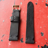 Black on Black Handmade Leather Watch Strap 18mm