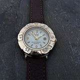 White Dial Womens Watch with Brown Leather Watch
