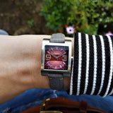 Wrist Shot of Womens Fossil Stainless Steel  Watch with Grey Leather Strap