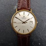 A beautiful yet classic vintage mens watch by Marvin with a supple brown leather strap