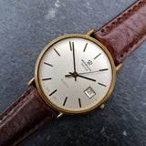 A classic vintage mens watch by Marvin with the sough after Marvin Revue stamp on the dial, teamed with a supple Italian brown leather strap