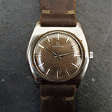 Textured Dial on a Vintage Mens Certina Mechanical Watch with a Stunning Dark Brown Handmade Leather Strap