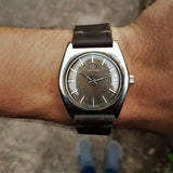 A great watch shot of a Mechanical Vintage Mens Certina Watch from the 1960s, with a Handmade Leather Strap