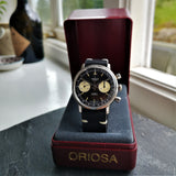 Mens Vintage Reverse Panda Dial Oriosa Chronograph with Valjoux 7733 Movement and Original Box