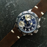 Vintage Mens Chronograph Cimier Watch with Brown Handmade Strap - Dr Who Watch