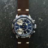 Vintage Mens Chronograph Cimier Watch with Brown Handmade Strap - Dr Who Watch