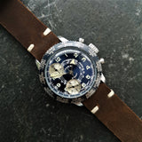 Vintage Mens Chronograph Cimier Watch with Brown Handmade Strap - Dr Who Watch