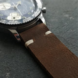 Vintage Mens Chronograph Cimier Watch with Brown Handmade Strap - Dr Who Watch
