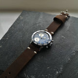 Vintage Mens Chronograph Cimier Watch with Brown Handmade Strap - Dr Who Watch