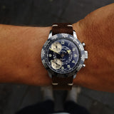 Vintage Mens Chronograph Cimier Watch with Brown Handmade Strap - Dr Who Watch