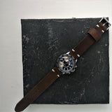 Vintage Mens Chronograph Cimier Watch with Brown Handmade Strap - Dr Who Watch