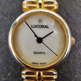 Vintage Women's Lucoral Gold Plated Quartz Watch With A Pearl Bracelet