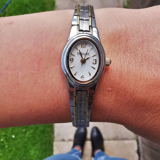 Vintage Women's Embassy Watch With A Gem Stone In Crown And Watch Extender