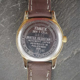Vintage Women's Timex Gold Plated Quartz Watch // With Date Display // Sun Moon Dial // And New Genuine Leather Strap