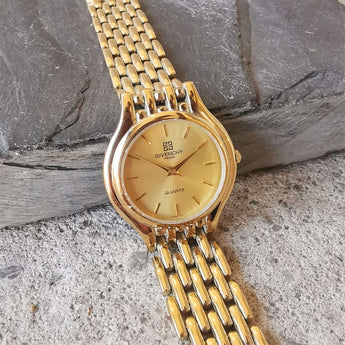 Vintage GIVENCHY Gold Plated Women's Quartz Watch // Original Bracelet