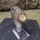 Vintage HELBROS Stainless Steel Women's Quartz Watch // With Gold Plated Accents And Bezel