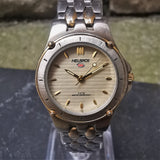 Vintage HELBROS Stainless Steel Women's Quartz Watch // With Gold Plated Accents And Bezel