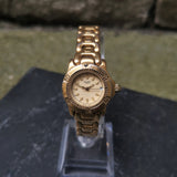 Vintage ELGIN Gold Plated Women's Quartz Watch // With Rotating Bezel And Date Display