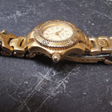 Vintage ELGIN Gold Plated Women's Quartz Watch // With Rotating Bezel And Date Display