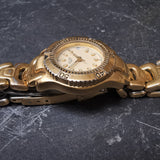 Vintage ELGIN Gold Plated Women's Quartz Watch // With Rotating Bezel And Date Display