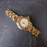 Vintage ELGIN Gold Plated Women's Quartz Watch // With Rotating Bezel And Date Display