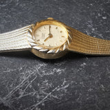 Vintage Women's Citizen Gold Plated Watch With Textured Bracelet And Bezel