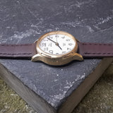 Vintage Women's Gold Plated Timex Quartz Watch // With Genuine Brown Leather Strap