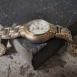 Vintage Women's Carriage Brushed Chrome And Gold Plated Quartz Watch // Indiglo Function // With Watch Extender