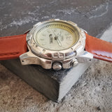 Men's Vintage Fossil Stainless Steel Quartz Watch // New Genuine leather Strap