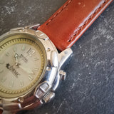 Men's Vintage Fossil Stainless Steel Quartz Watch // New Genuine leather Strap