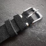 Men's Vintage JEMIS Chrome Quartz Watch // Lume hands and digits // Rotation Bezel // New Italian Vintage Genuine Suede Leather Watchstrap