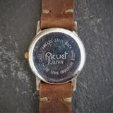 Men's Vintage Acuct JAPAN Quartz Watch - With Hand Crafted Real Leather Strap