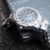 Women's Vintage All Stainless Steel INVICTA Quartz Watch - With Original Strap And Gem Stone Bezel