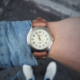 Men's Vintage Times Square Quartz Watch - With Genuine Leather Strap